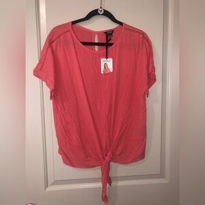 Buffalo David Bitton Pink Tie-Front Blouse